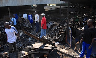 A suspicious fire gutted Malawi's Blantyre Market on Monday.  - Travis Lupick/IPS