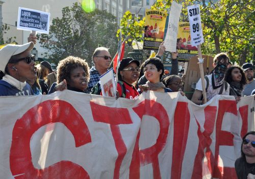 Protesters staged a general strike just a week and a day after police raided the Oakland camp with tear gas, batons and possibly rubber bullets. - Judith Scherr/IPS
