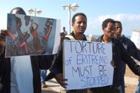 Eritreans protesting in Tel Aviv. - Jillian Kestler-DAmours/IPS.