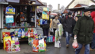 Serbs travel up to 100 kilometres to the Bulgarian open-air market Ilijanci to buy cheap clothes and shoes.  -  Vesna Peric Zimonjic/IPS