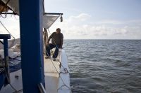 The Mississippi Sound was recently reopened, but Mark Stewart and other commercial fishermen fear oil and dispersants, and refuse to fish. / Credit:Erika Blumenfeld/IPS