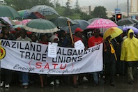 Workers during a recent protest in Mbabane about the Swaziland government's financial crisis. - Mantoe Phakathi/IPS
