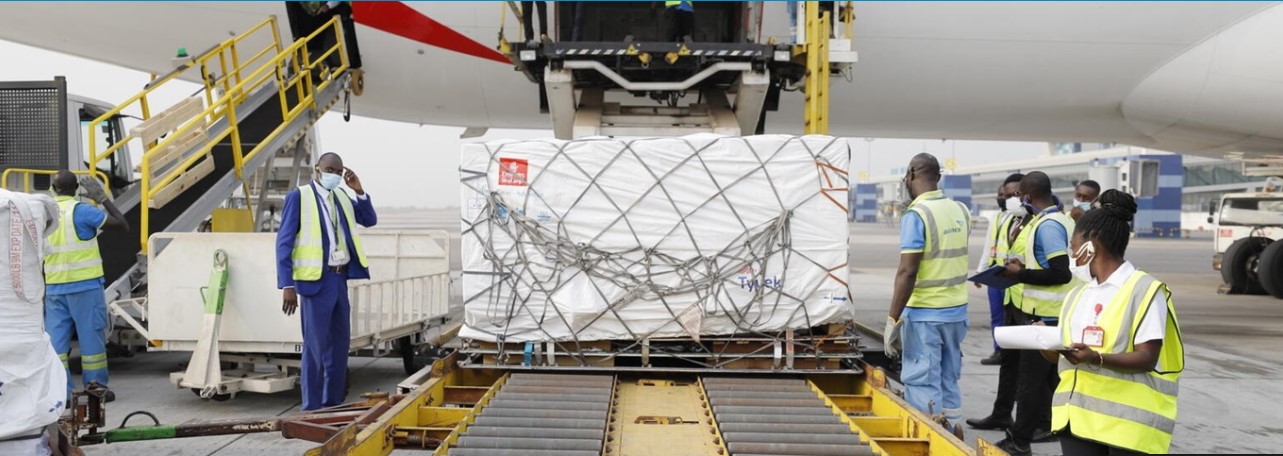 The first shipment of vaccines by Covax to a developing country arrived at the international airport in Accra, Ghana on Feb. 24, 2021. CREDIT: Krishnan/Covax
