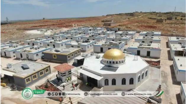 An aerial view of Al Amal 2, one of approximately 20 settlements built in Afrin. Credit: Afrinmedia