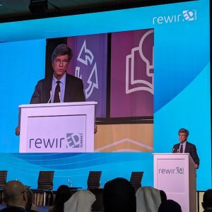 Jeffrey D. Sachs speaks at the ReWired Summit at COP28. Credit: X