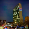 A message projected onto the United Nations headquarters in New York in 2022 calls on North Korea to join the Treaty on the Prohibition of Nuclear Weapons (TPNW). Credit: The International Campaign to Abolish Nuclear Weapons (ICAN).