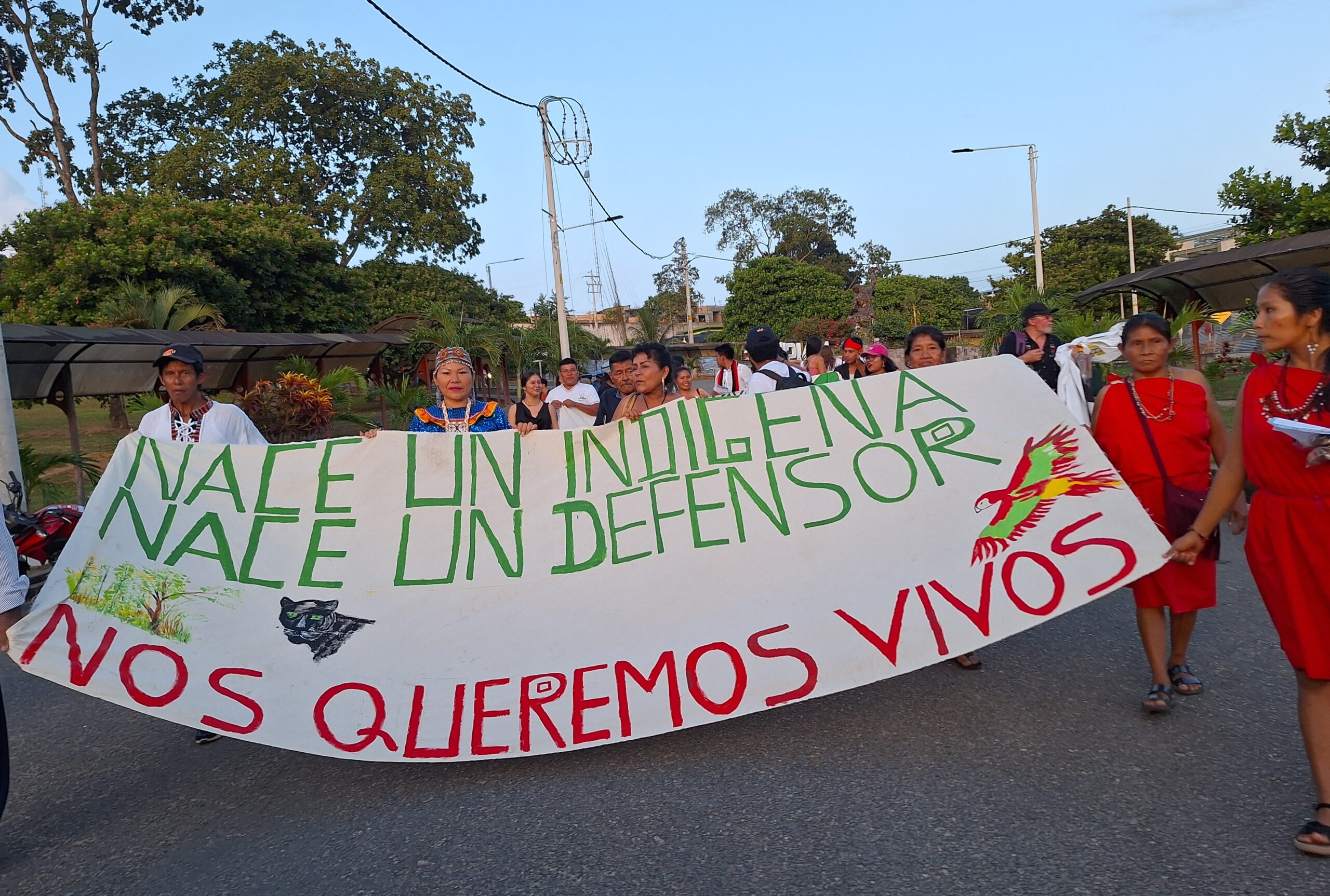 Kuvateksti: Mielenilmaus Tarapoton kaupungissa, San Martínin alueella, keskisessä Amazonin sademetsässä. Kuva: Mariela Jara