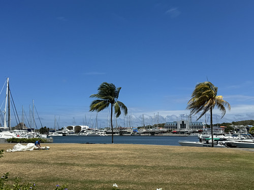Rodney Bayn venesatama Saint Luciassa. Merenpinnan nousu kuuluu pieniin saarivaltioihin kohdistuviin kasvaviin uhkiin, kun maailma lähestyy 1,5 asteen lämpenemisrajan odotettua ylitystä. Kuva: Alison Kentish/IPS